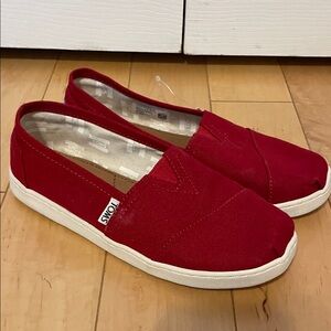 TOMS Classic Red Canvas Slip-Ons
